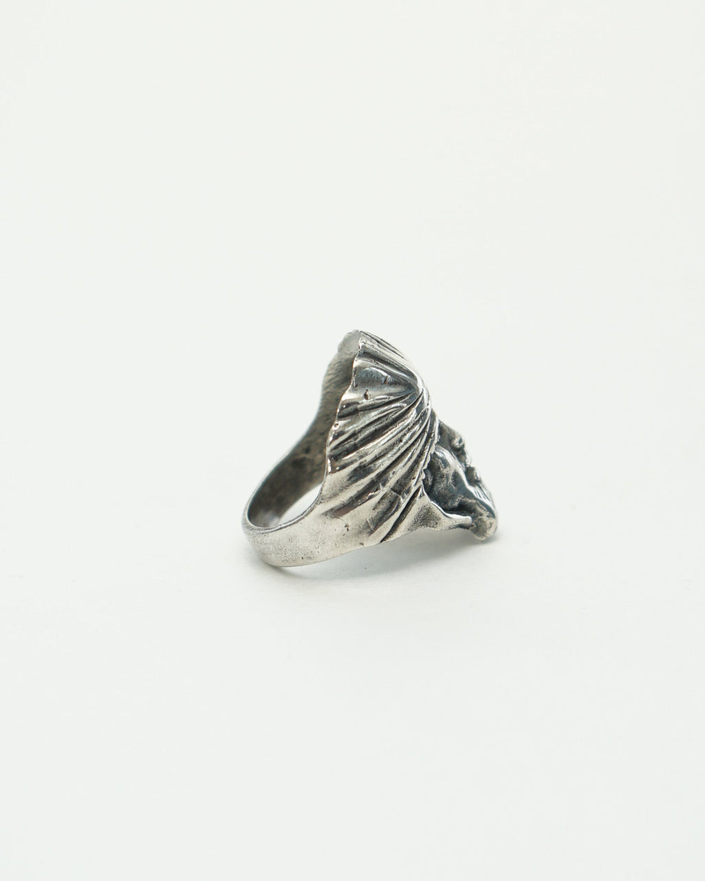 Silver Turbaned Man Face Ring / Size: 10