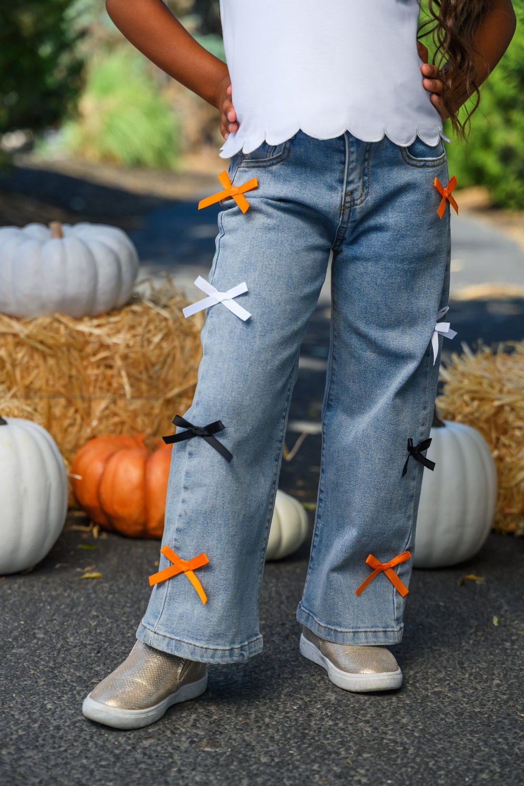 "Spooky Season" Bow Denim Pant Set