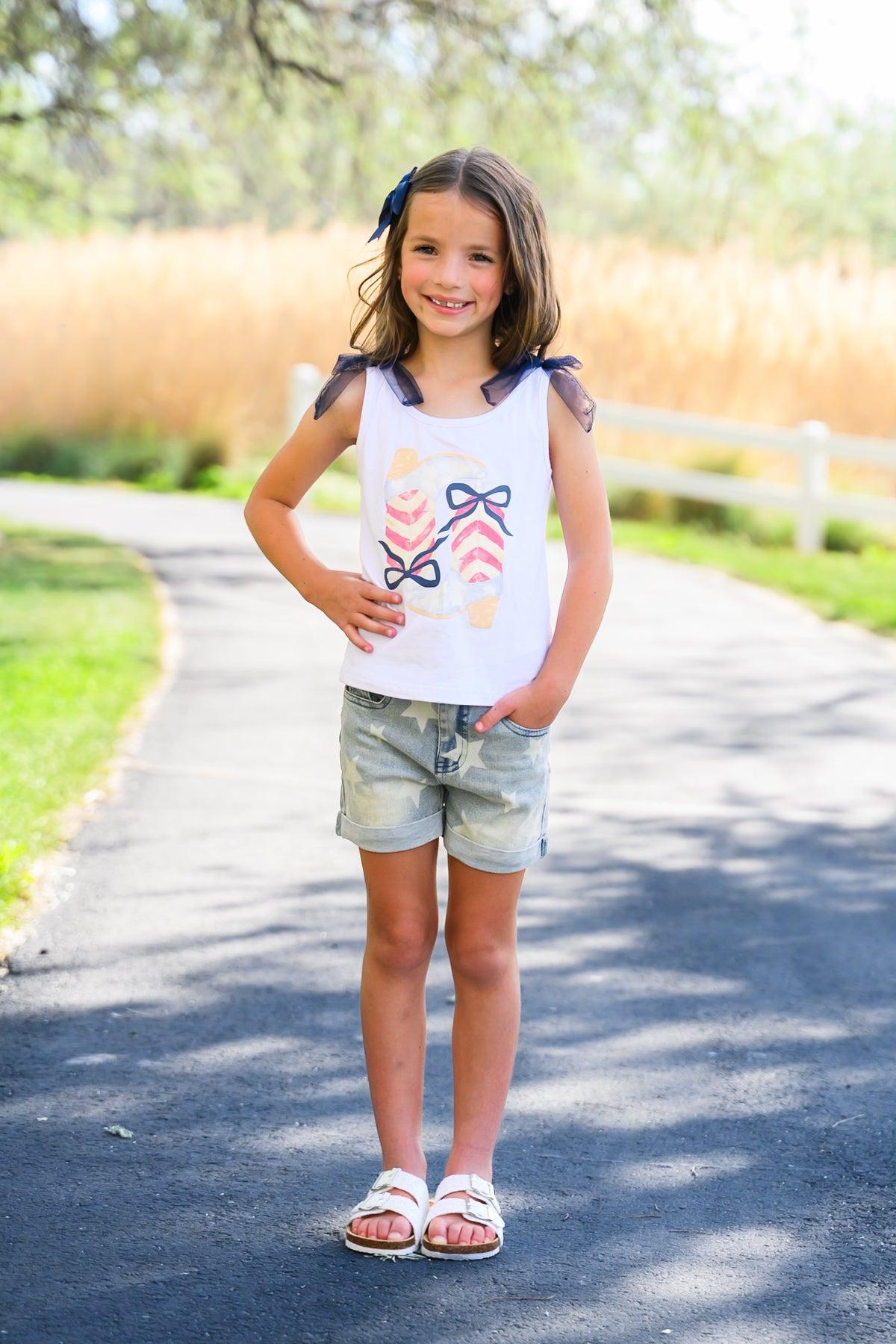 Cowgirl Bow Denim Short Set