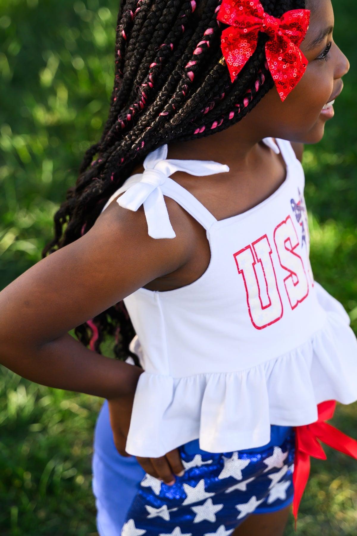 "USA" Tank Sequin Short Set