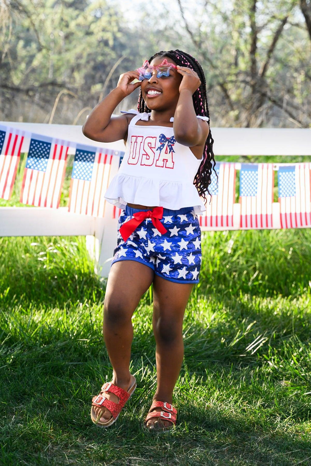 "USA" Tank Sequin Short Set