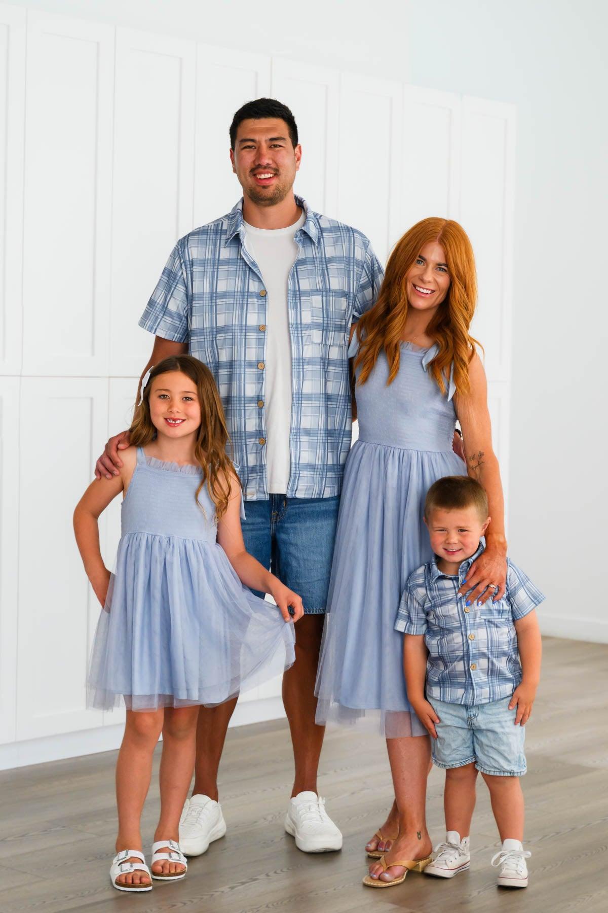 Blue Plaid Family Set