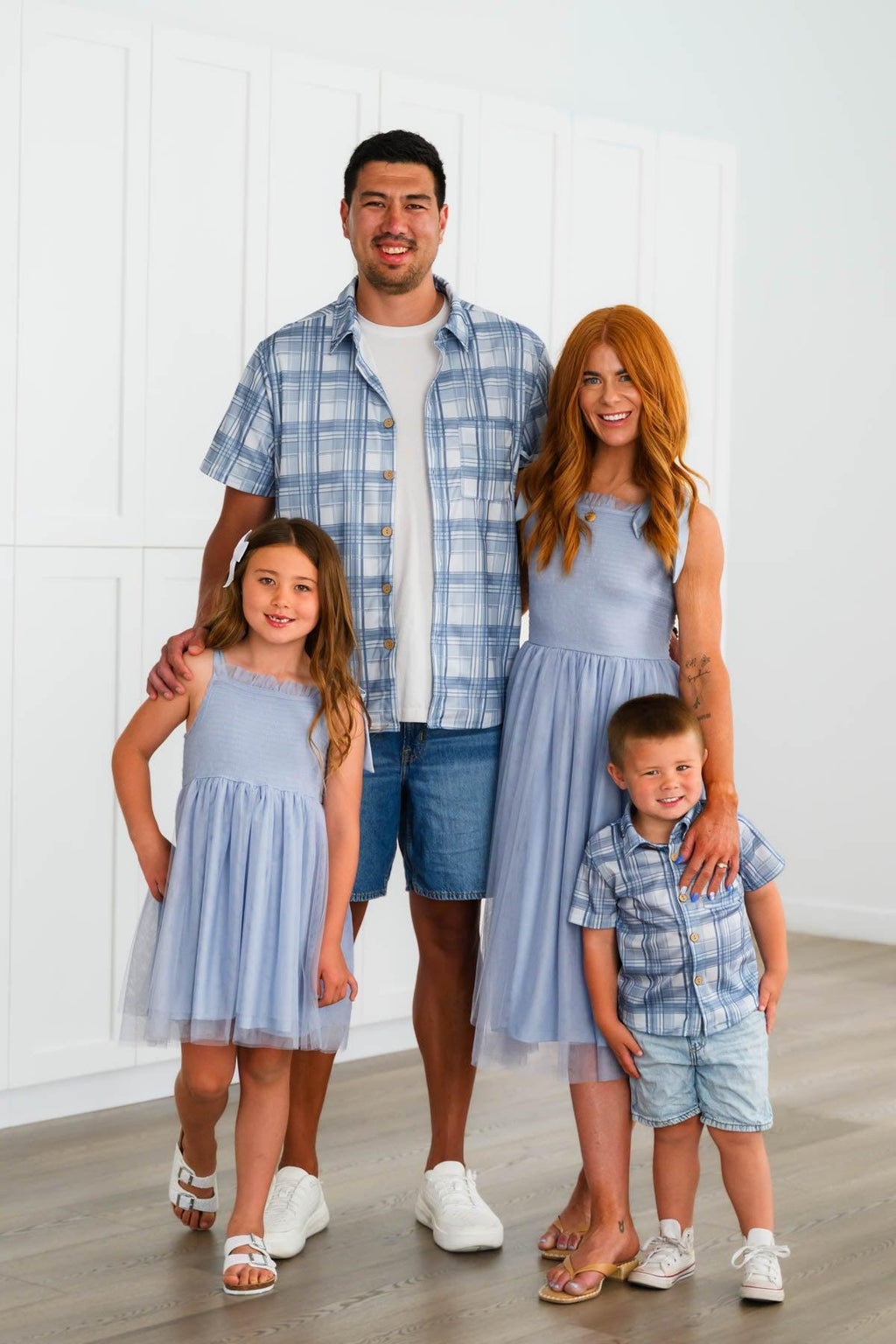 Blue Plaid Family Set