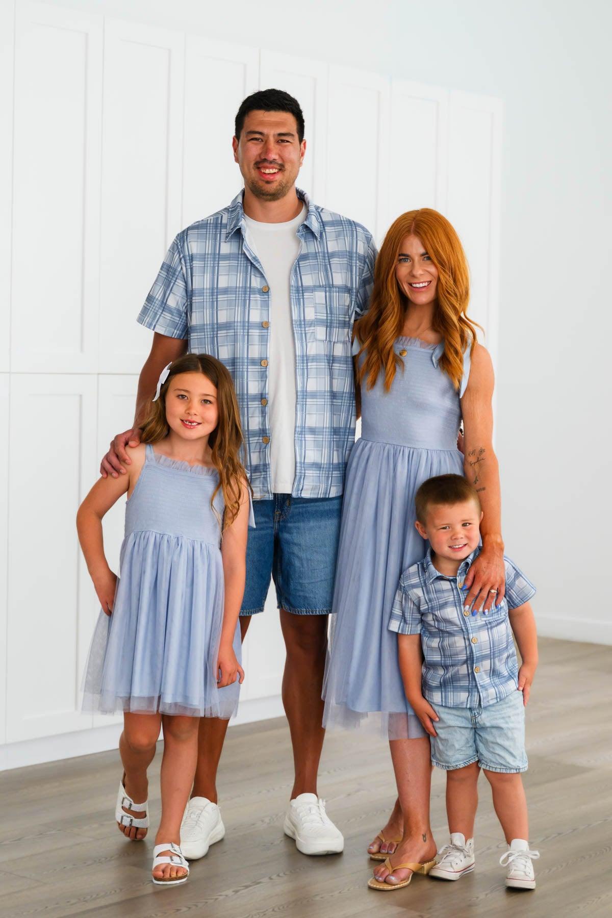 Blue Plaid Family Set