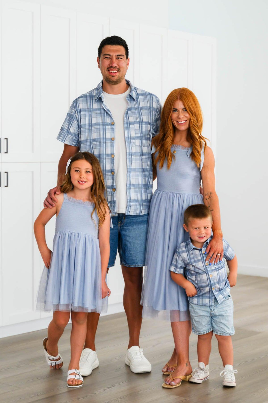 Blue Plaid Family Set