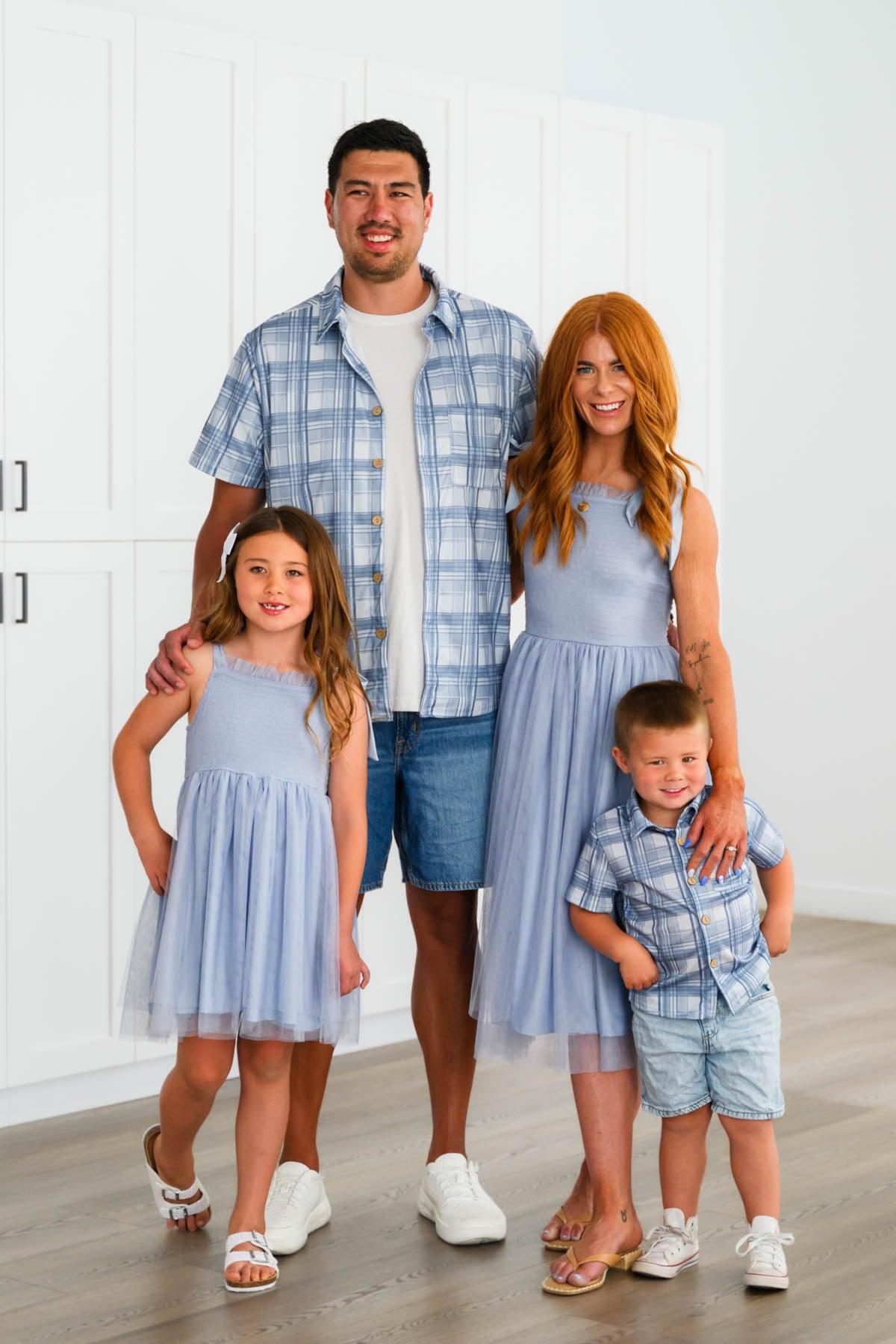 Blue Plaid Family Set