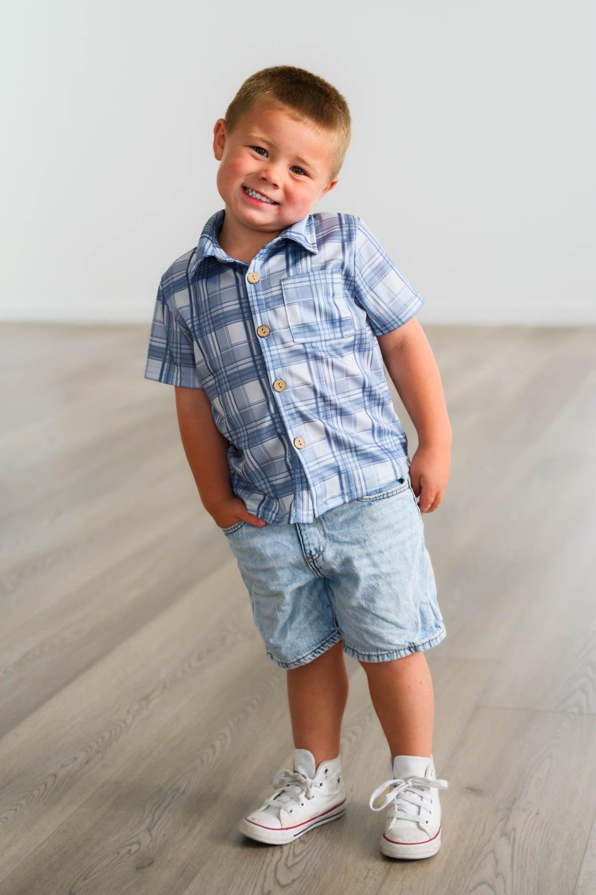 Blue Plaid Family Set