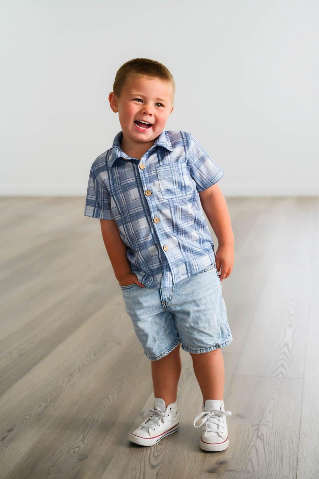 Blue Plaid Family Set