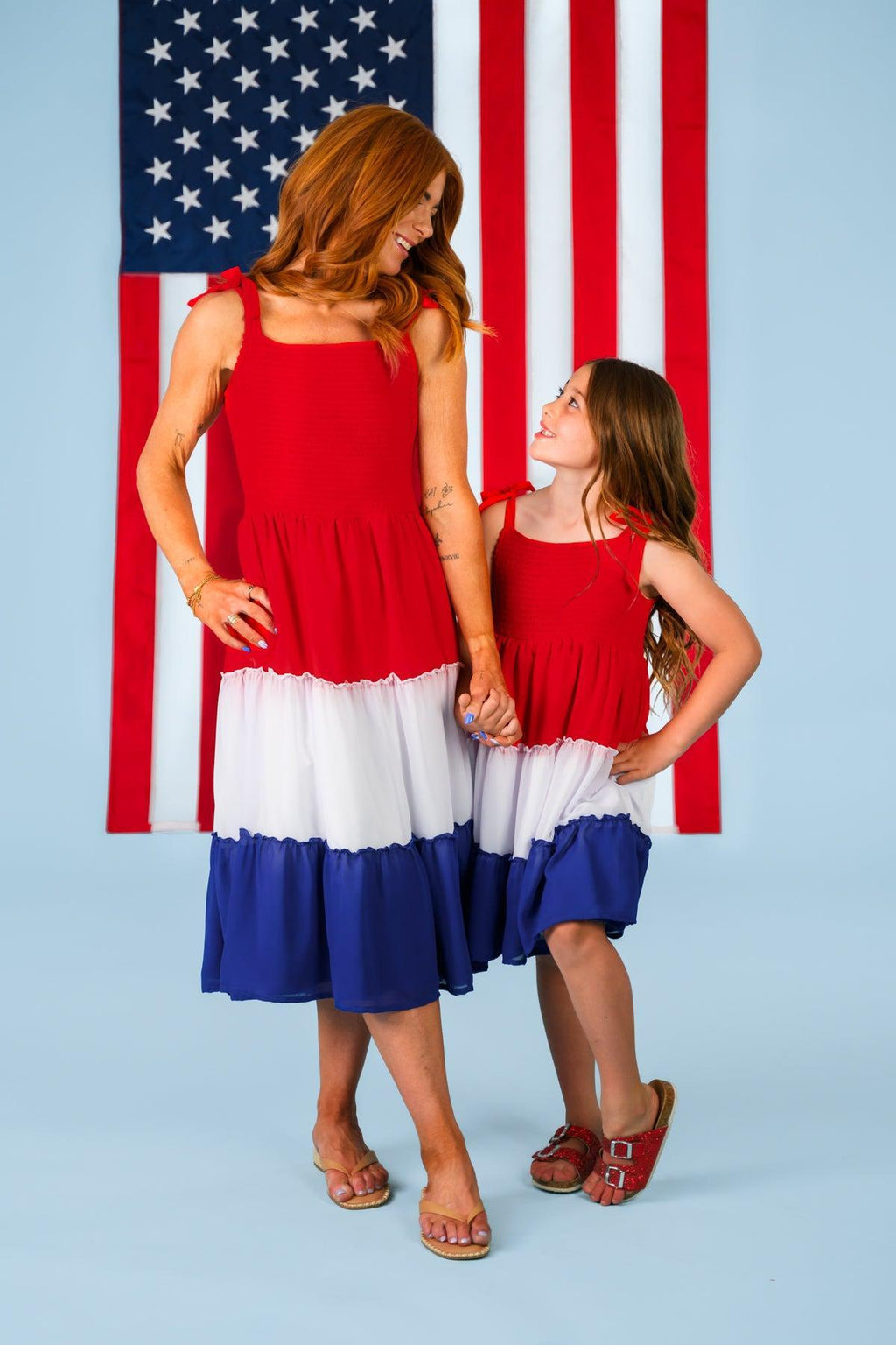 Mom & Me - Red, White & Blue Ruffle Dress