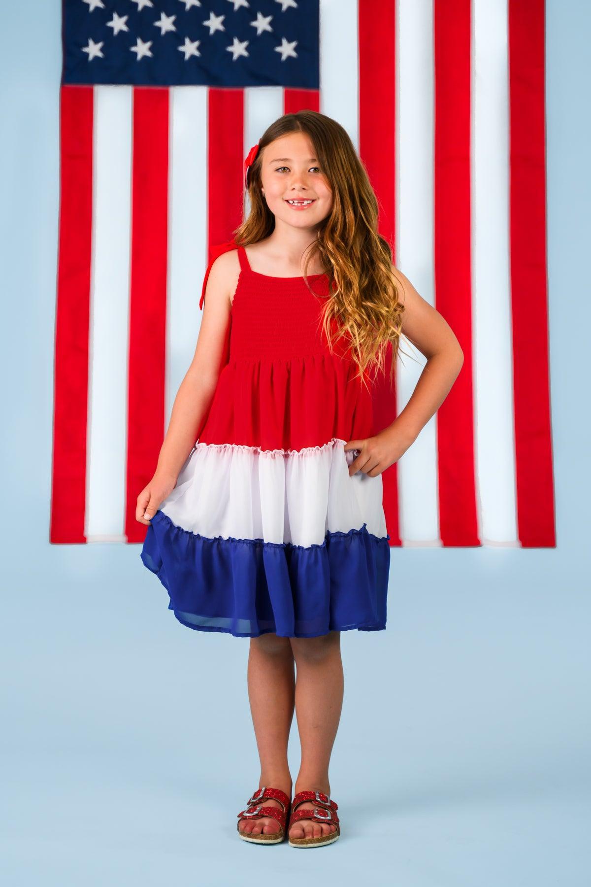 Mom & Me - Red, White & Blue Ruffle Dress
