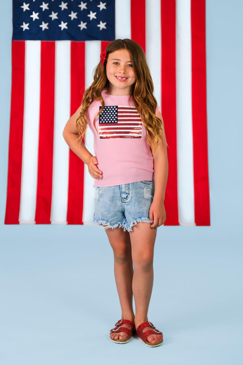 Mom & Me - Pink Flag Sweater Vest