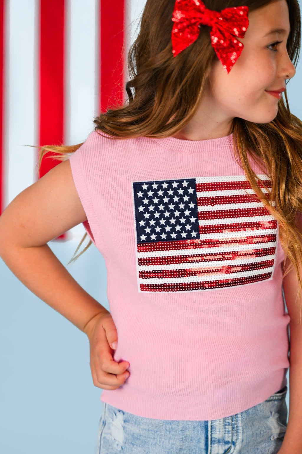 Mom & Me - Pink Flag Sweater Vest