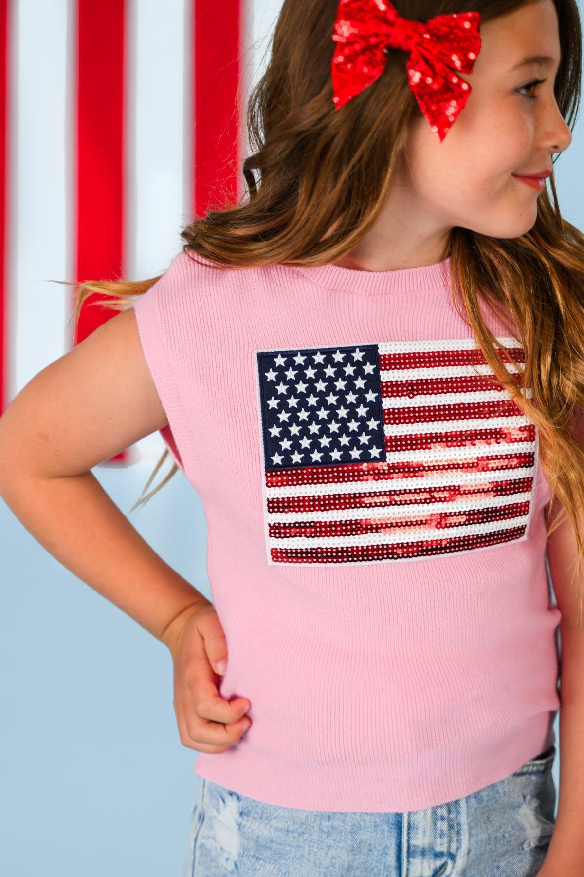 Mom & Me - Pink Flag Sweater Vest