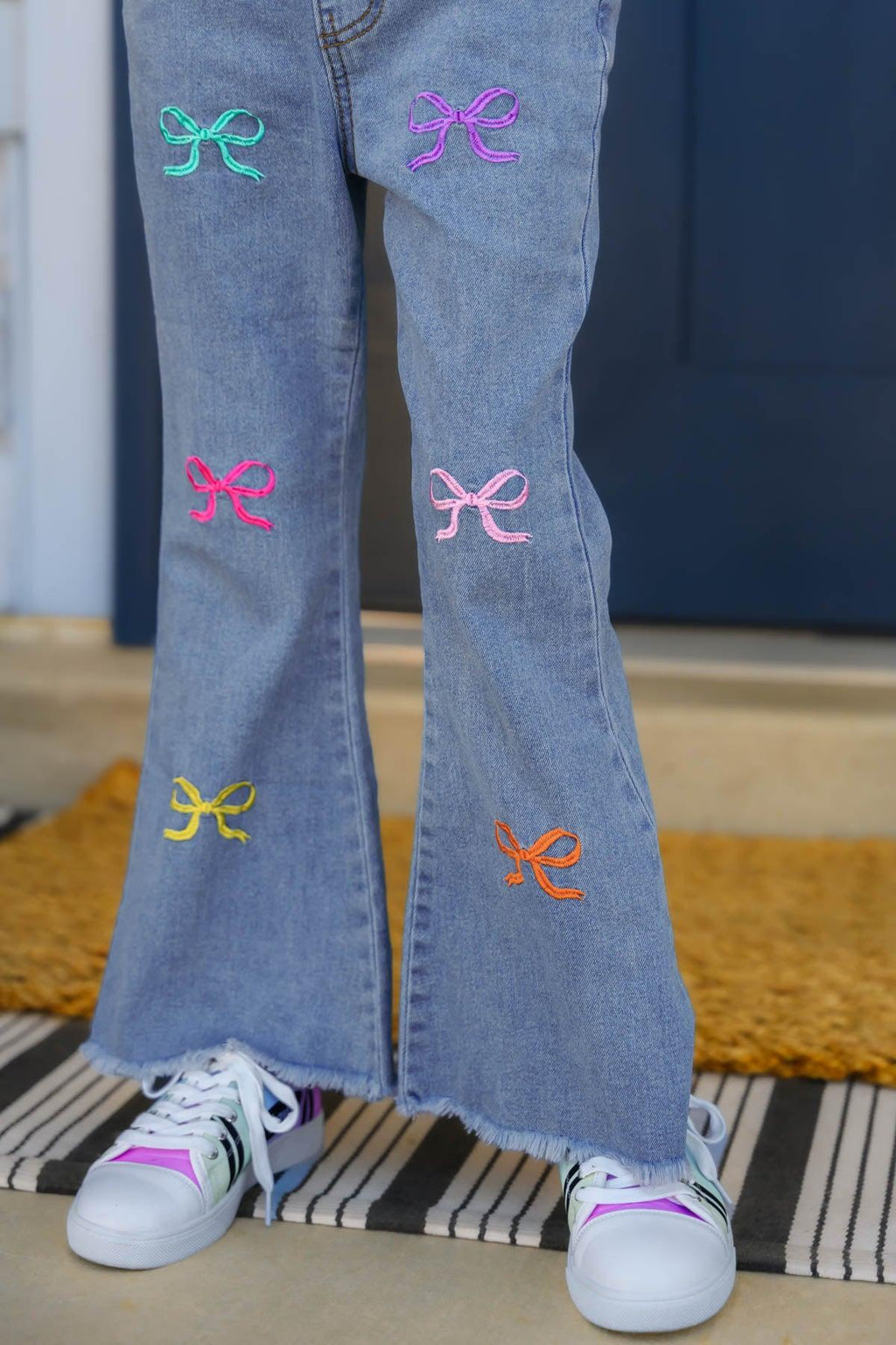 "Pre-K - Sixth Grade" Bow Denim Pant Set