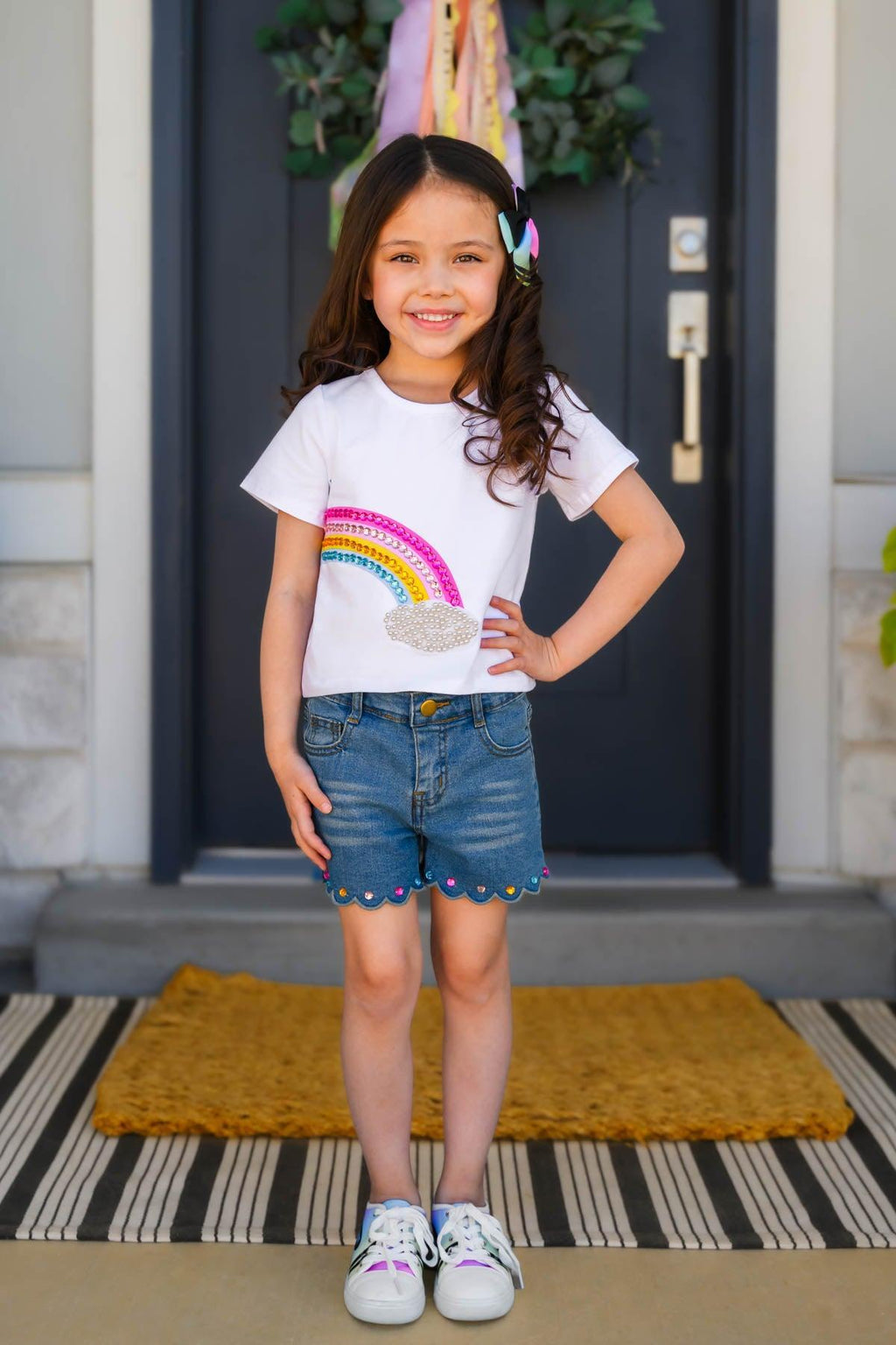 Gemstone Rainbow Denim Short Set
