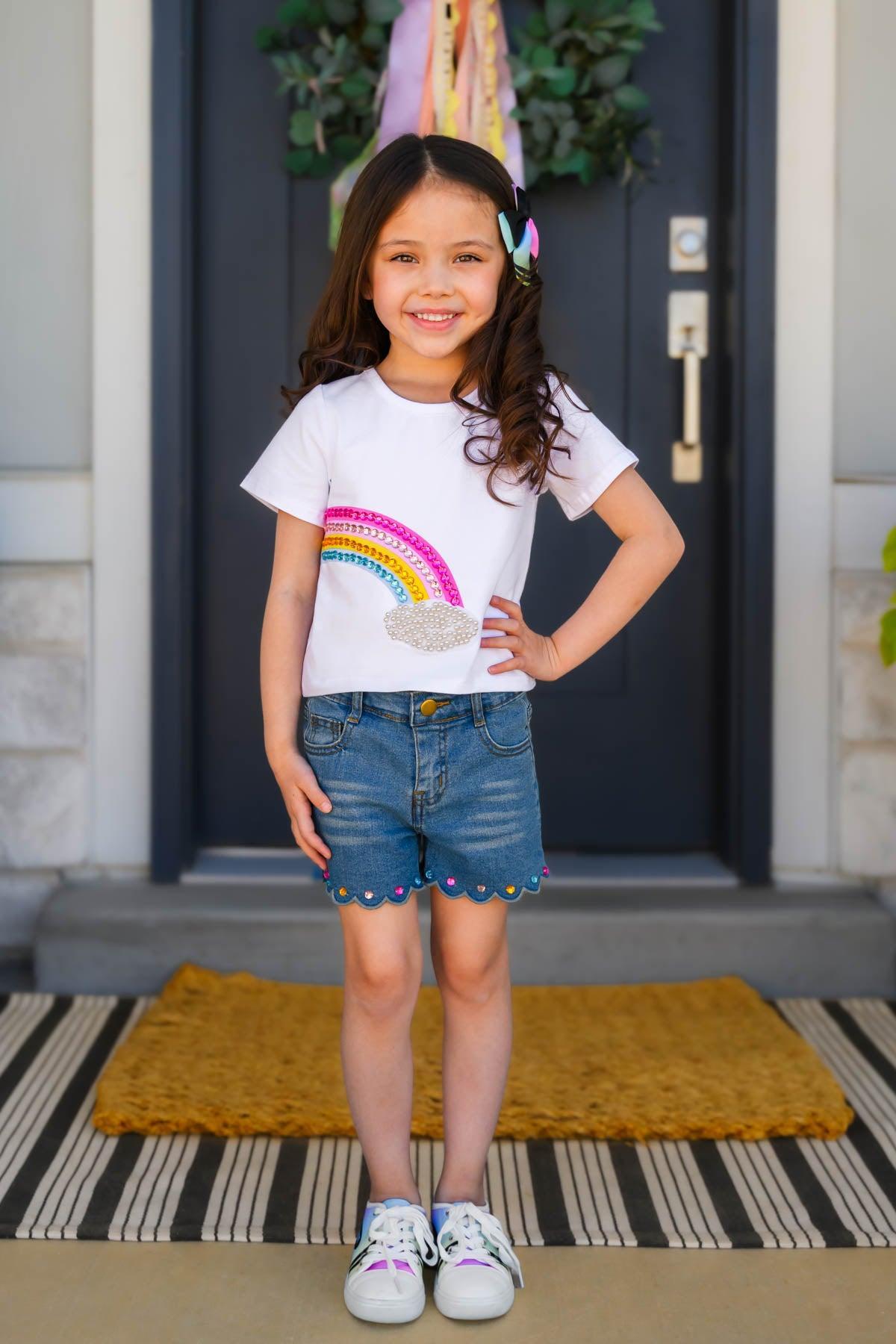 Gemstone Rainbow Denim Short Set