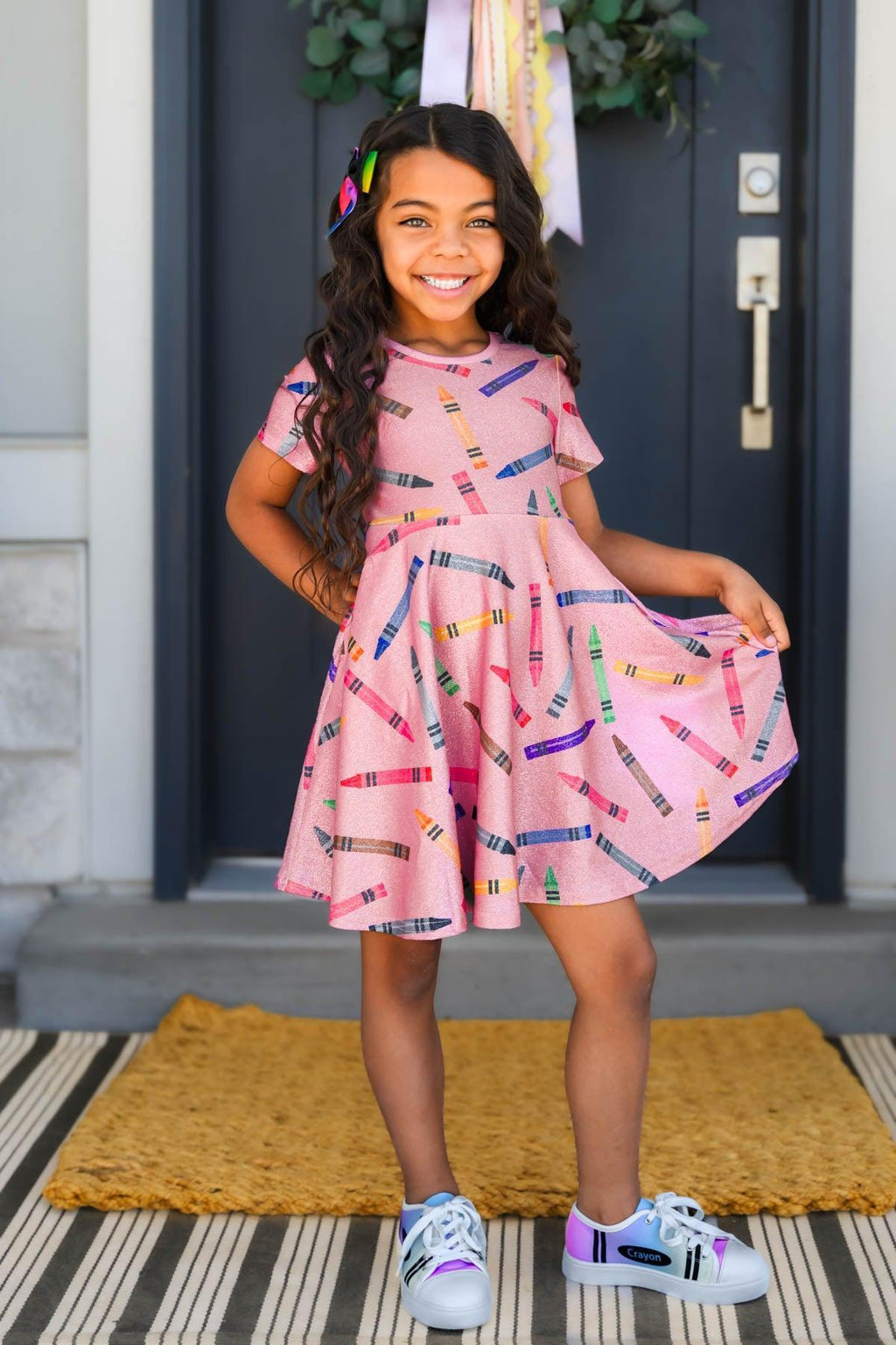 Mom & Me - Pink Glitter Crayon Dress