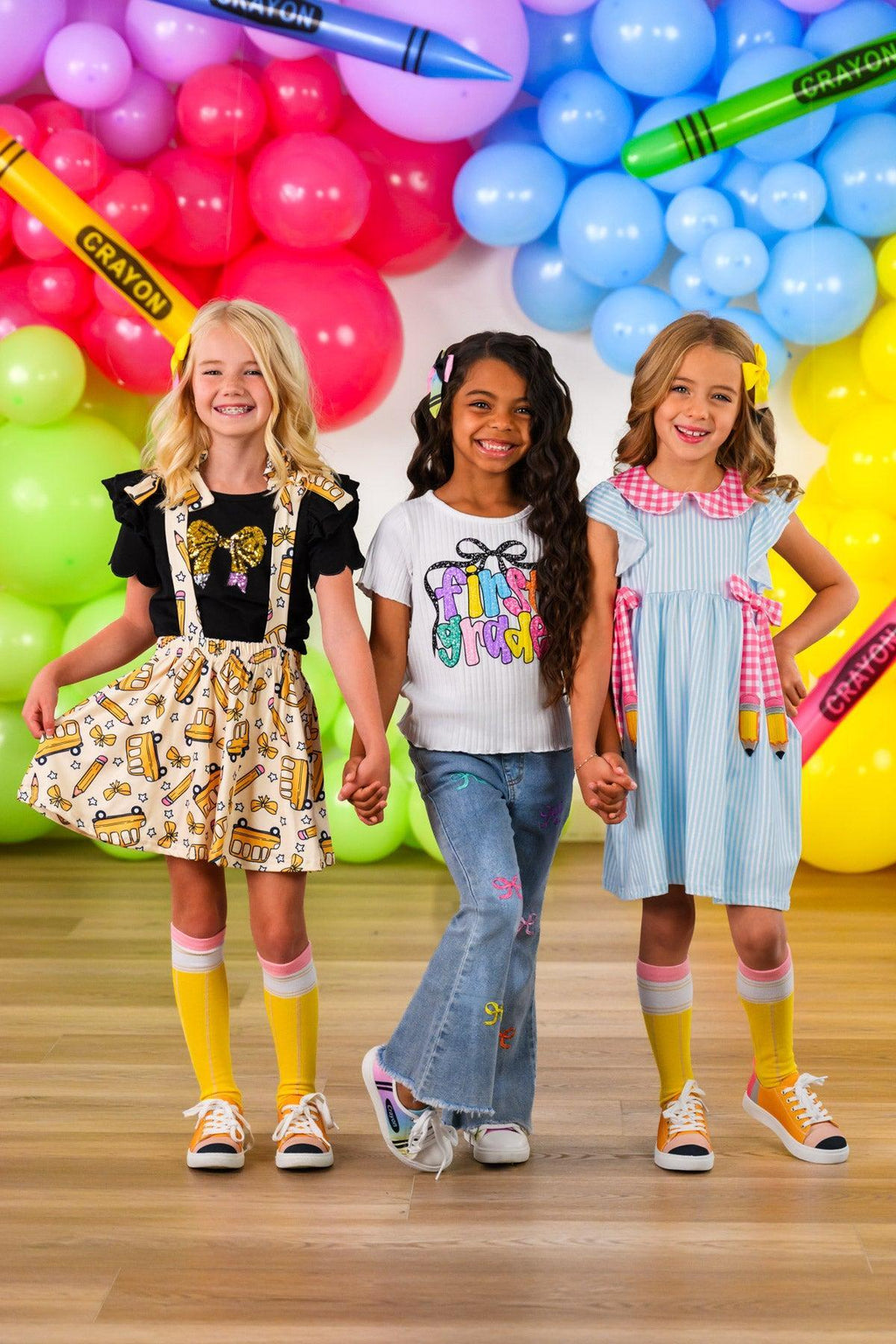 "Pre-K - Sixth Grade" Bow Denim Pant Set