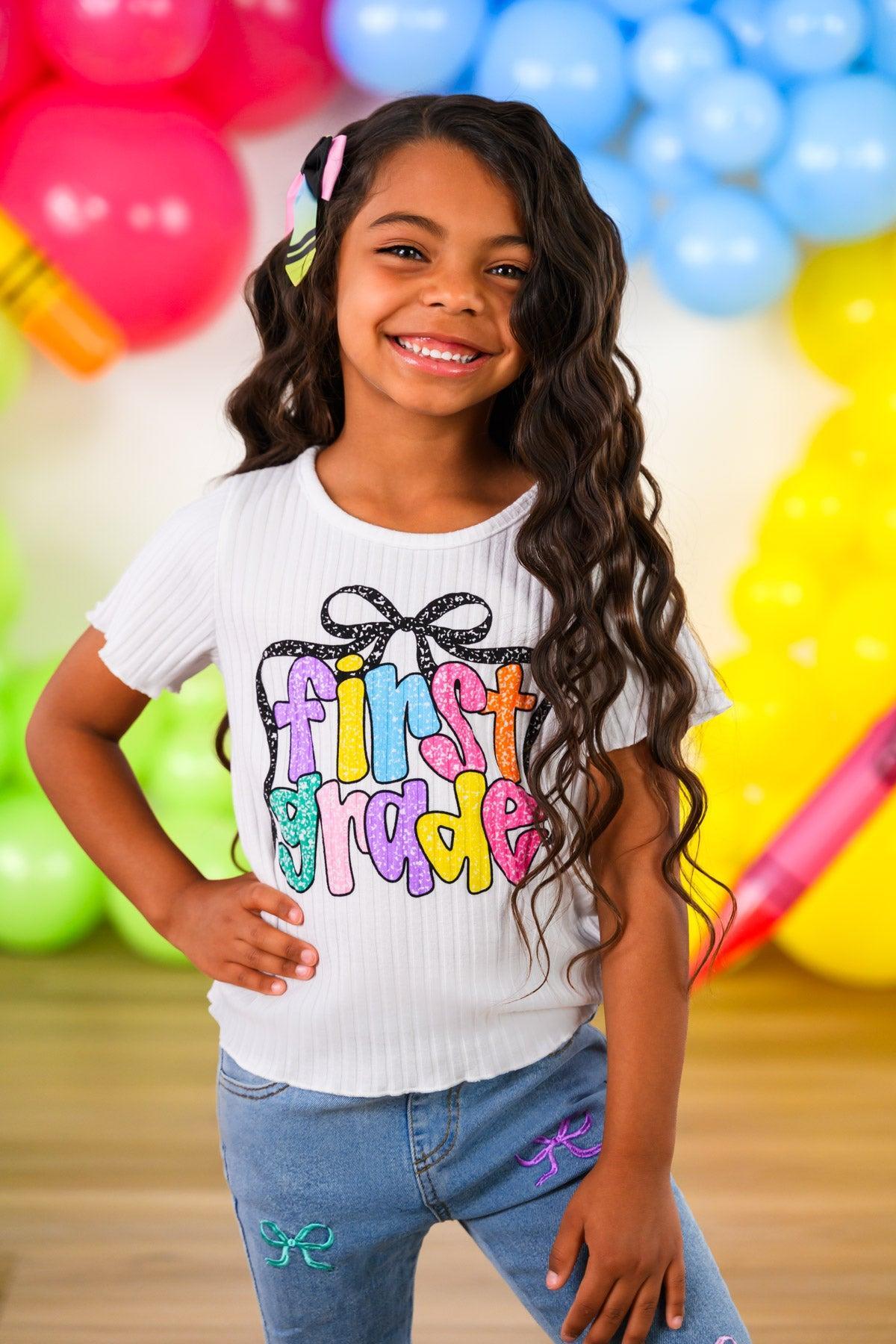 "Pre-K - Sixth Grade" Bow Denim Pant Set
