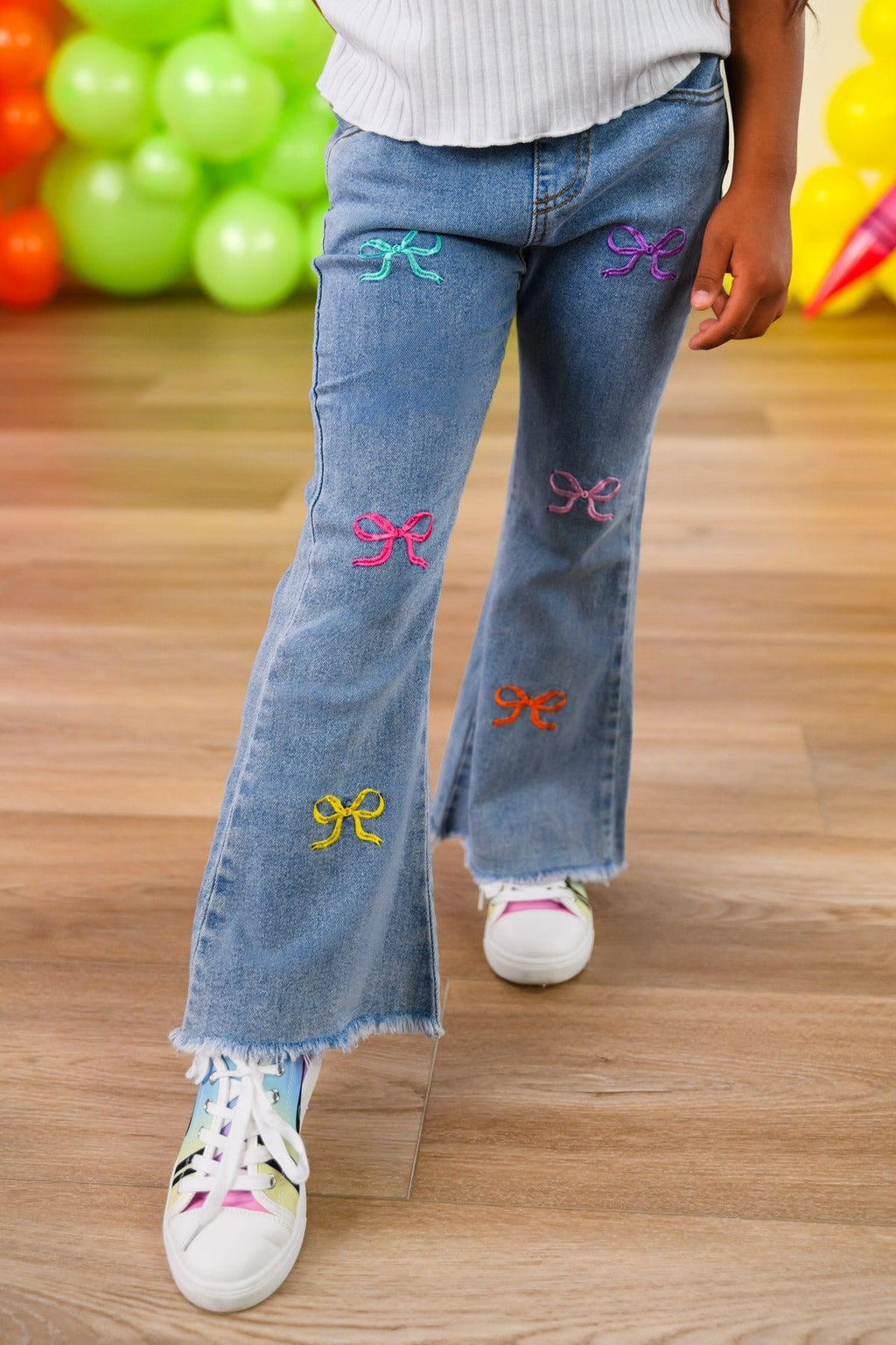 "Pre-K - Sixth Grade" Bow Denim Pant Set