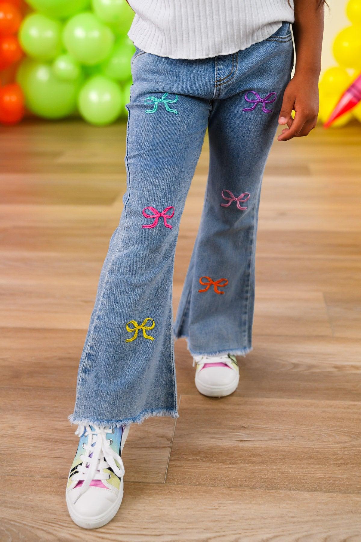 "Pre-K - Sixth Grade" Bow Denim Pant Set