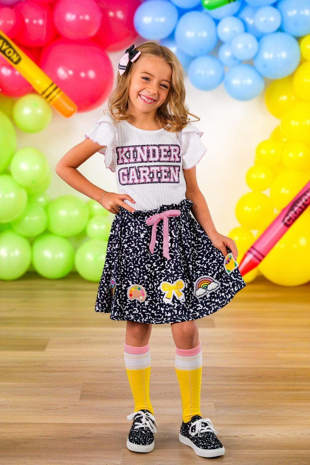 "Pre-K - Sixth Grade" Notebook Skirt Set