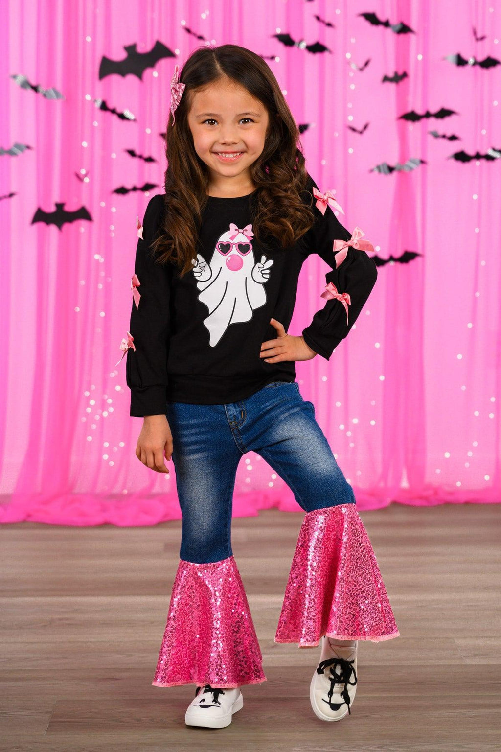 Bubblegum Ghost Denim Bell Bottom Set