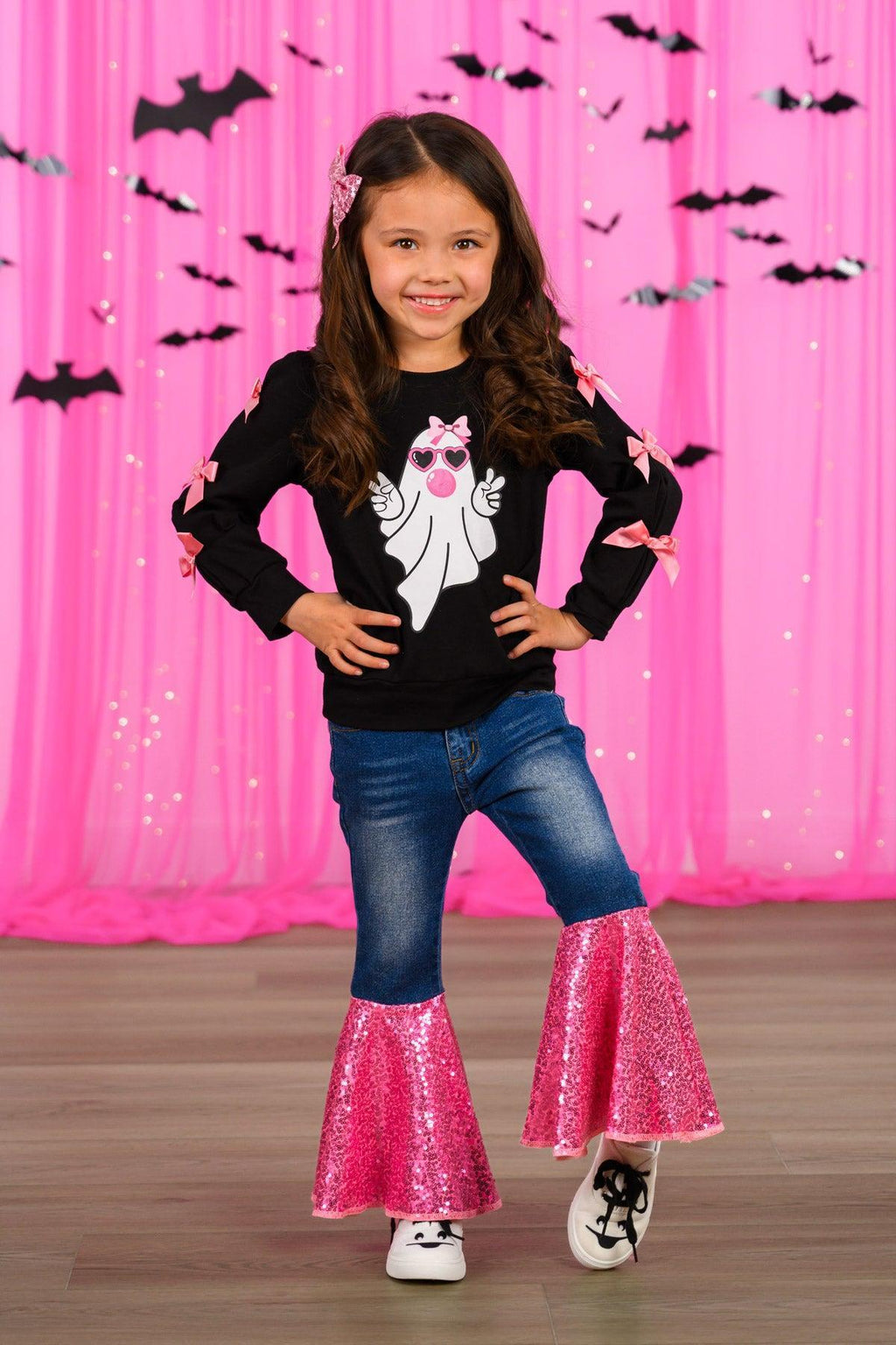 Bubblegum Ghost Denim Bell Bottom Set