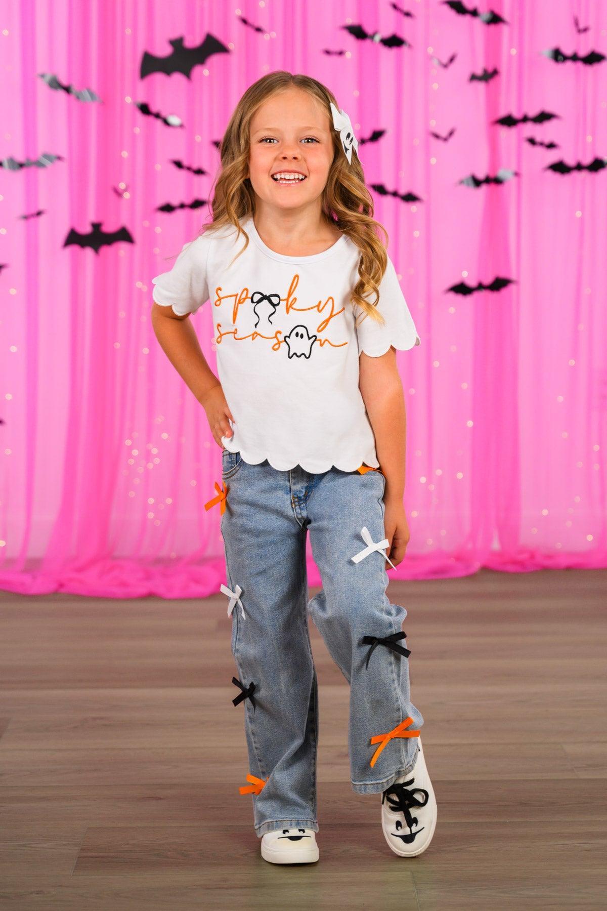 "Spooky Season" Bow Denim Pant Set