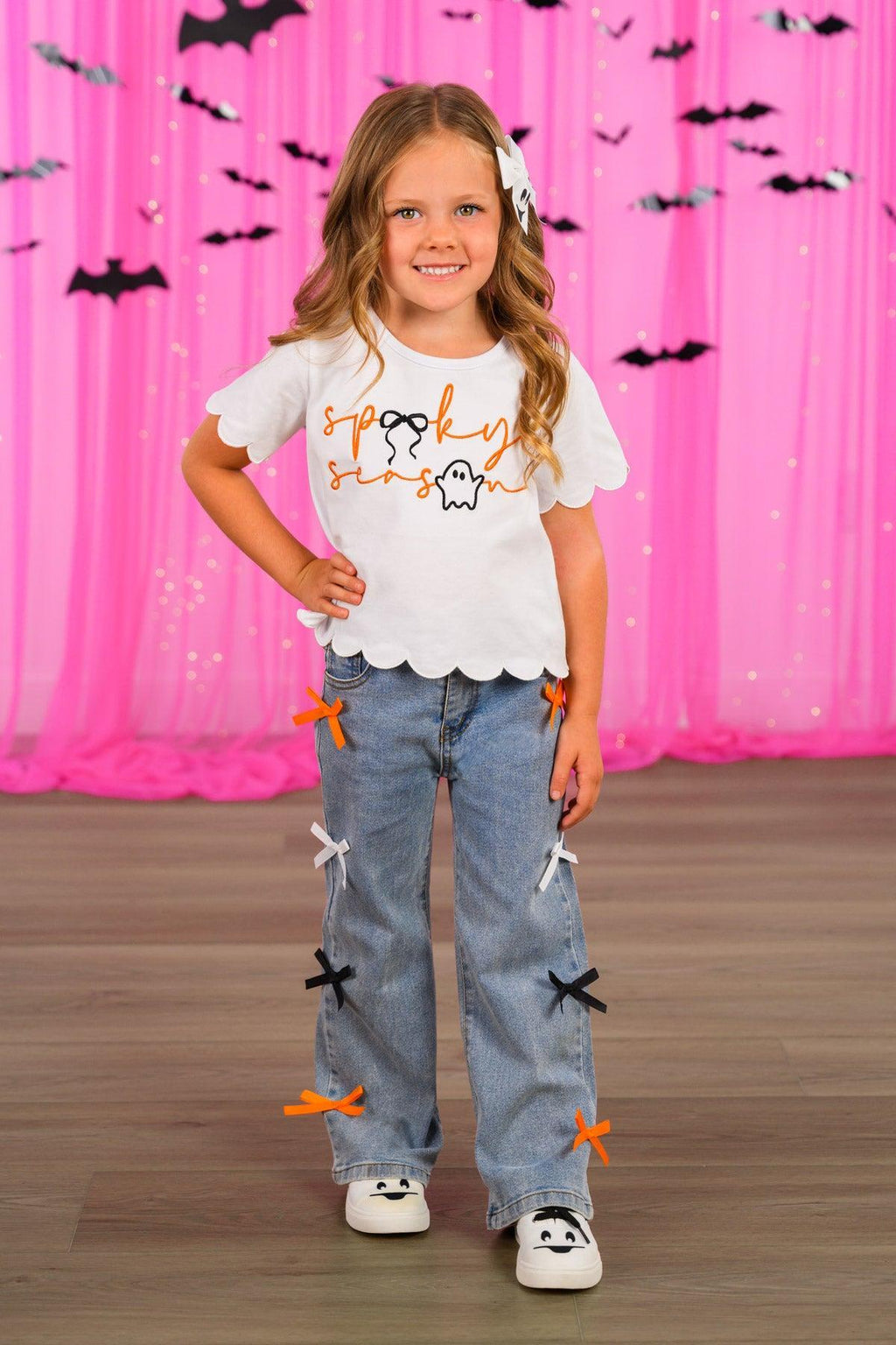 "Spooky Season" Bow Denim Pant Set