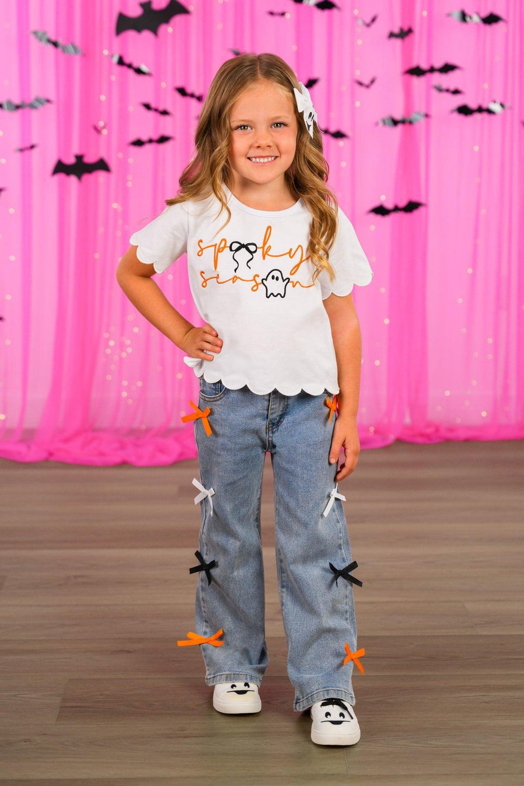 "Spooky Season" Bow Denim Pant Set
