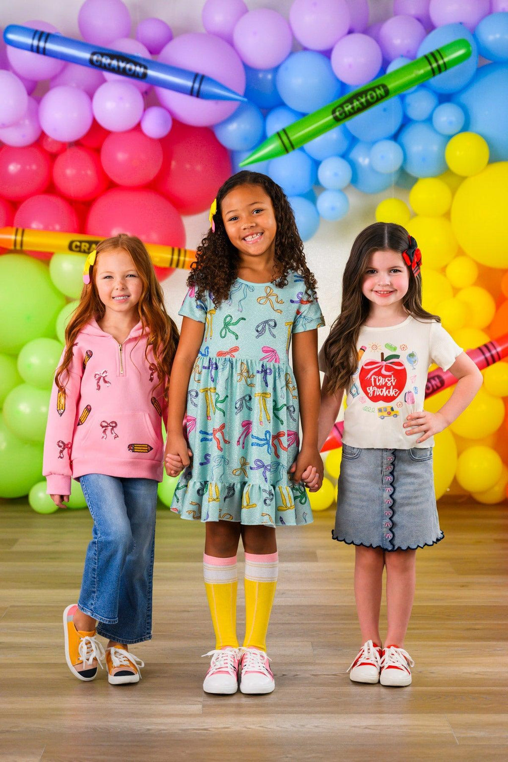 "Pre-K - Fifth Grade" Apple Denim Skirt Set