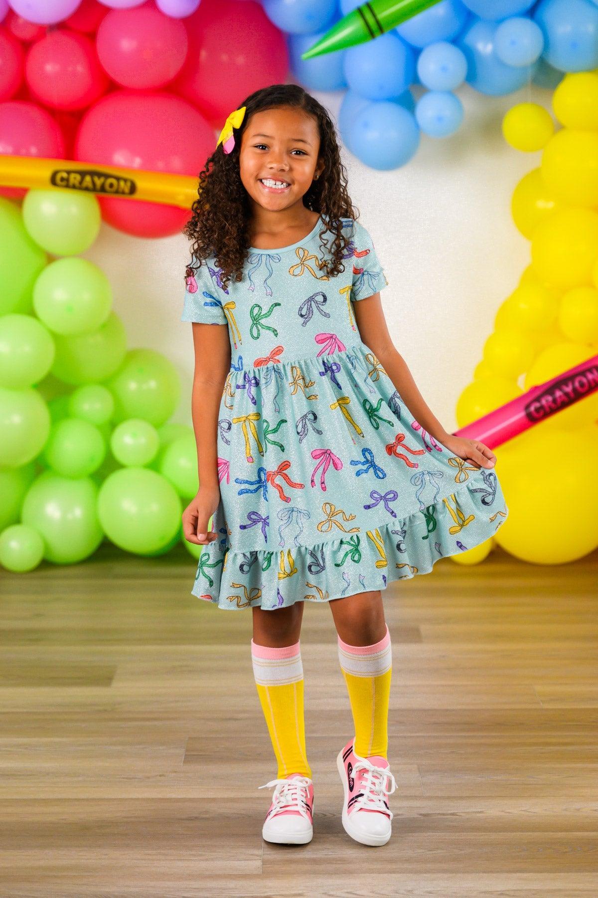 Mint Glitter School Bows Dress