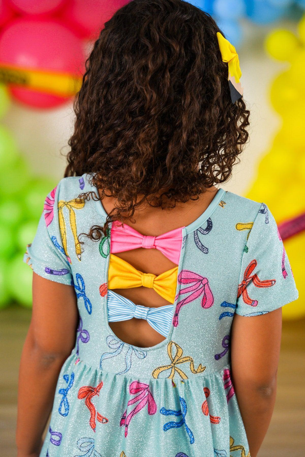 Mint Glitter School Bows Dress