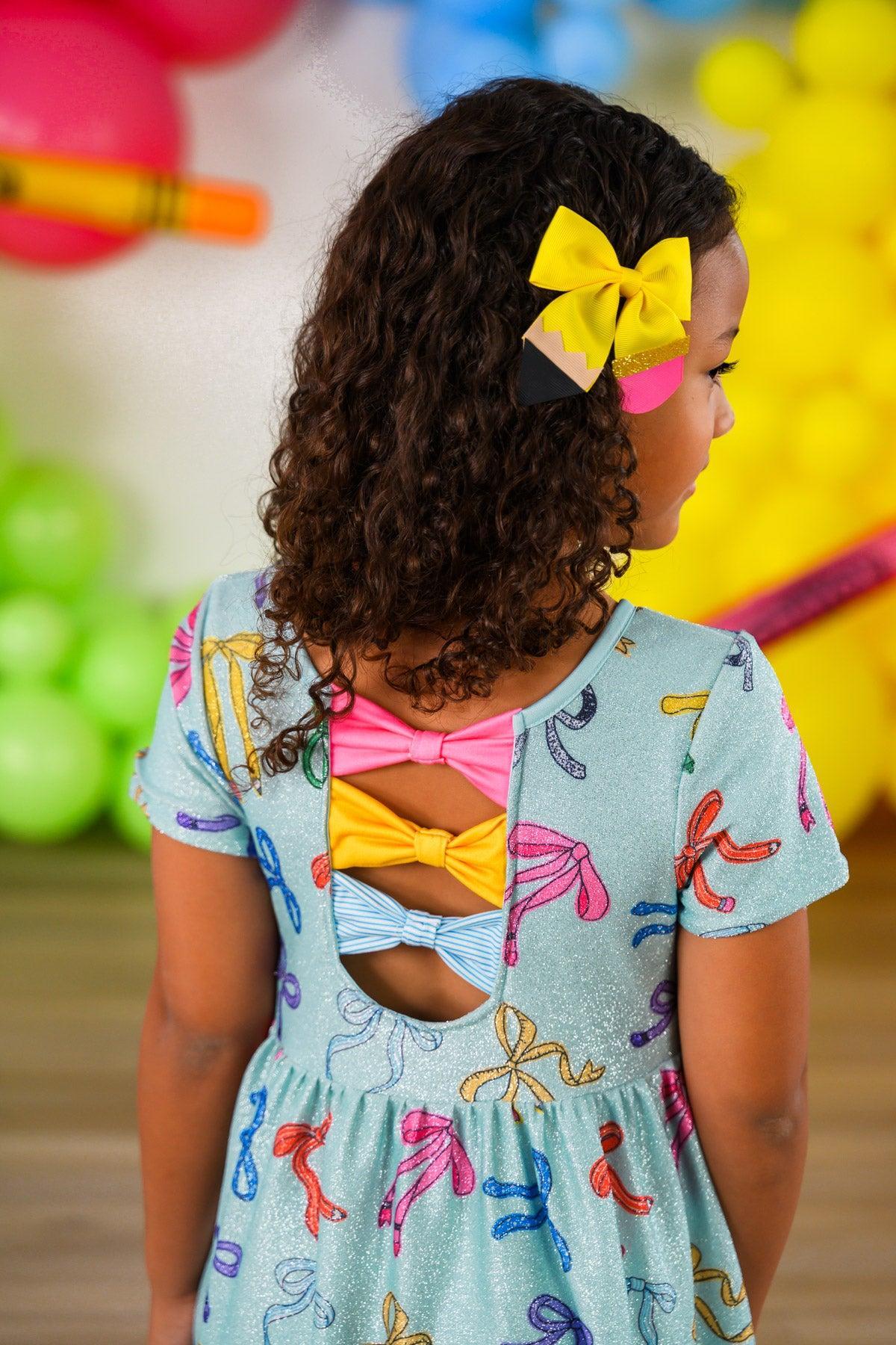 Mint Glitter School Bows Dress