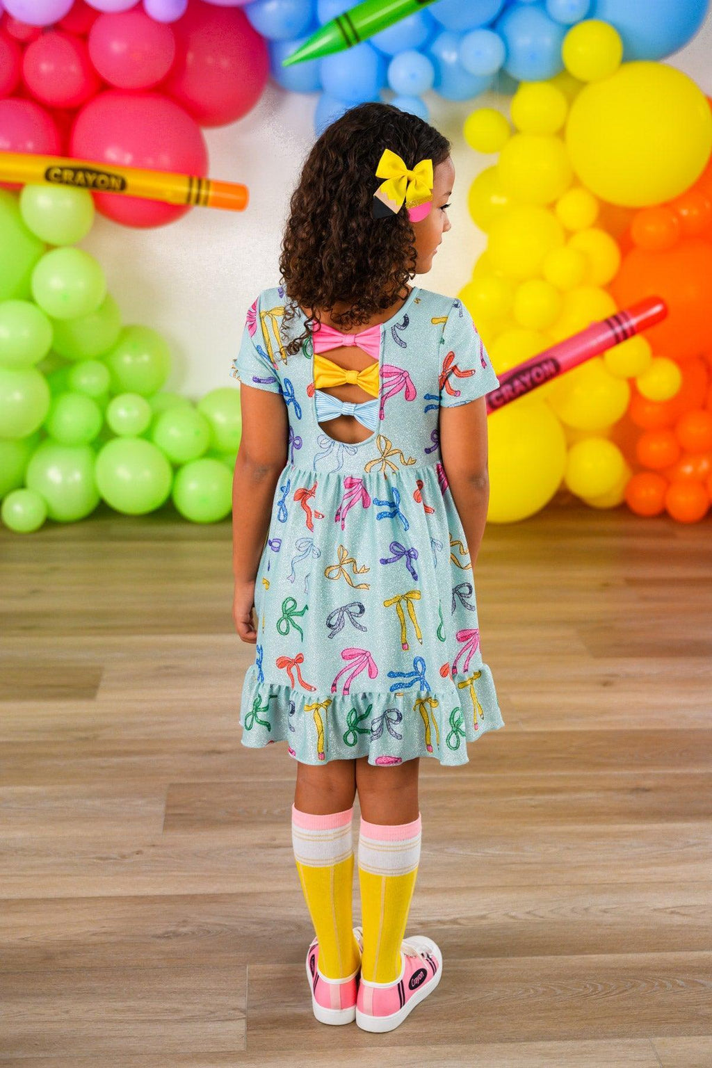 Mint Glitter School Bows Dress