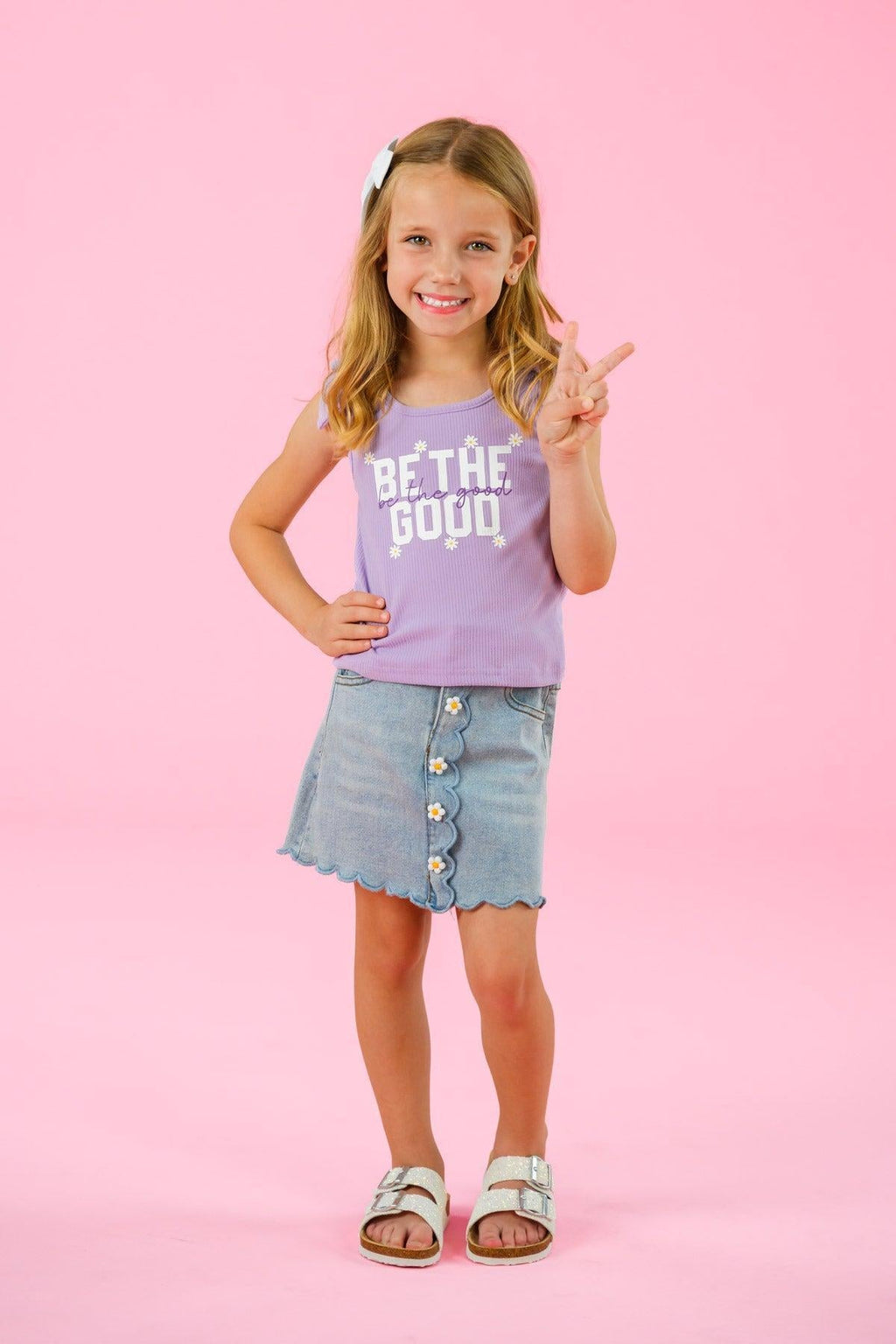 "Be The Good" Daisy Denim Skirt Set