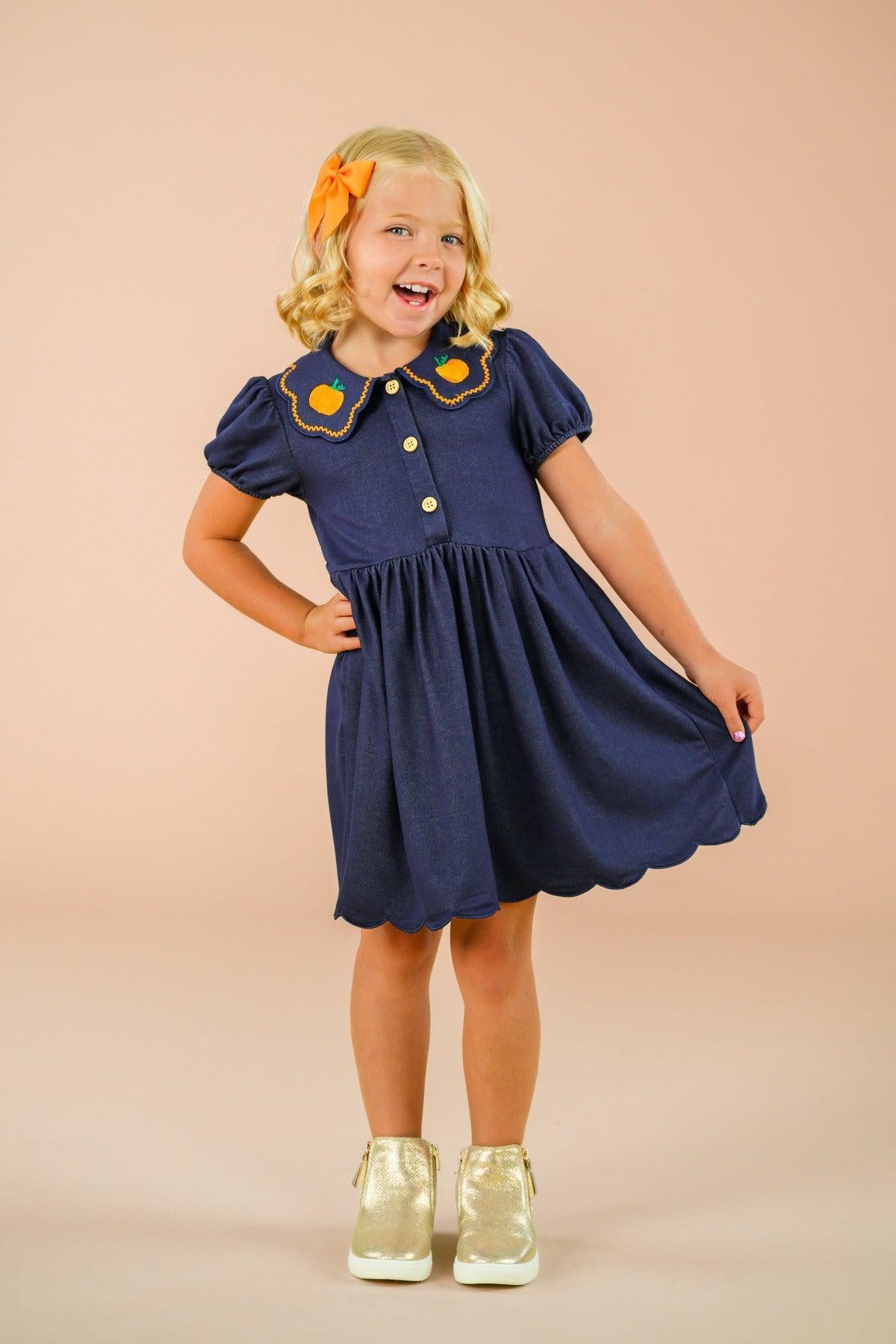 Faux Denim Pumpkin Dress