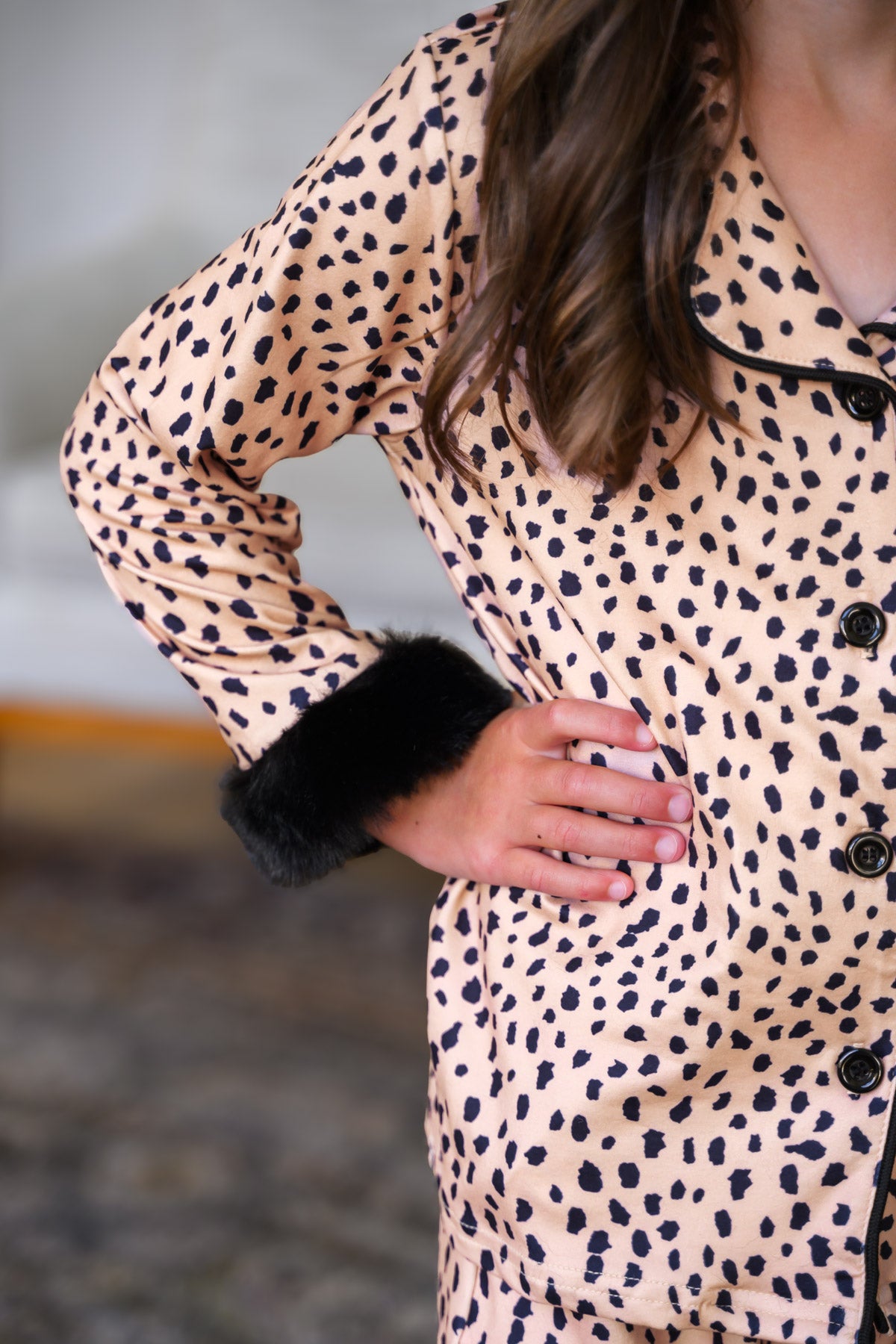Mom & Me - Fuzzy Cheetah Waffle Knit Pajamas