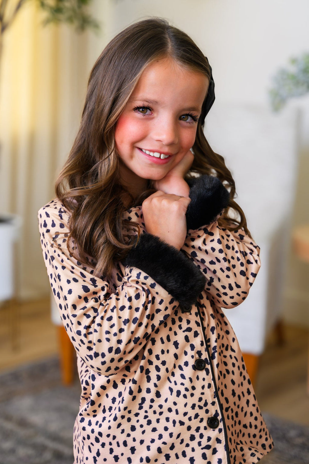 Mom & Me - Fuzzy Cheetah Waffle Knit Pajamas