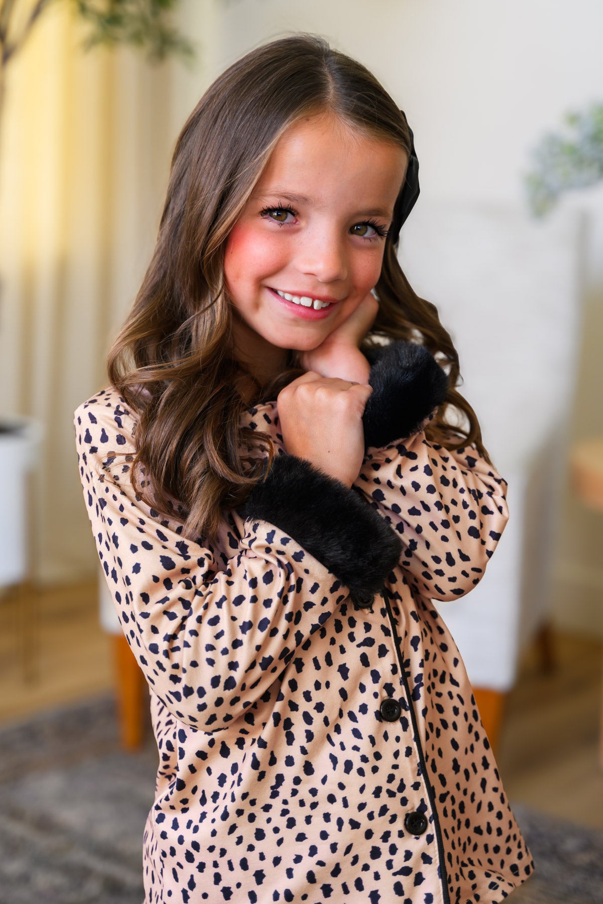 Mom & Me - Fuzzy Cheetah Waffle Knit Pajamas