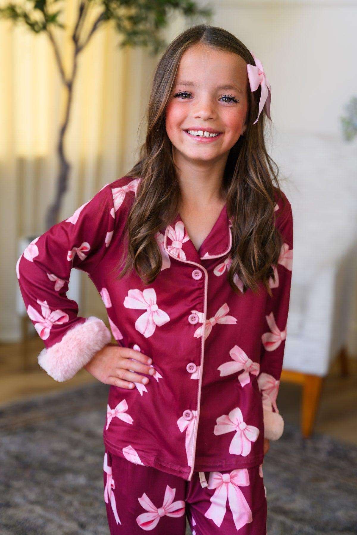 Mom & Me - Fuzzy Pink Bow Pajamas