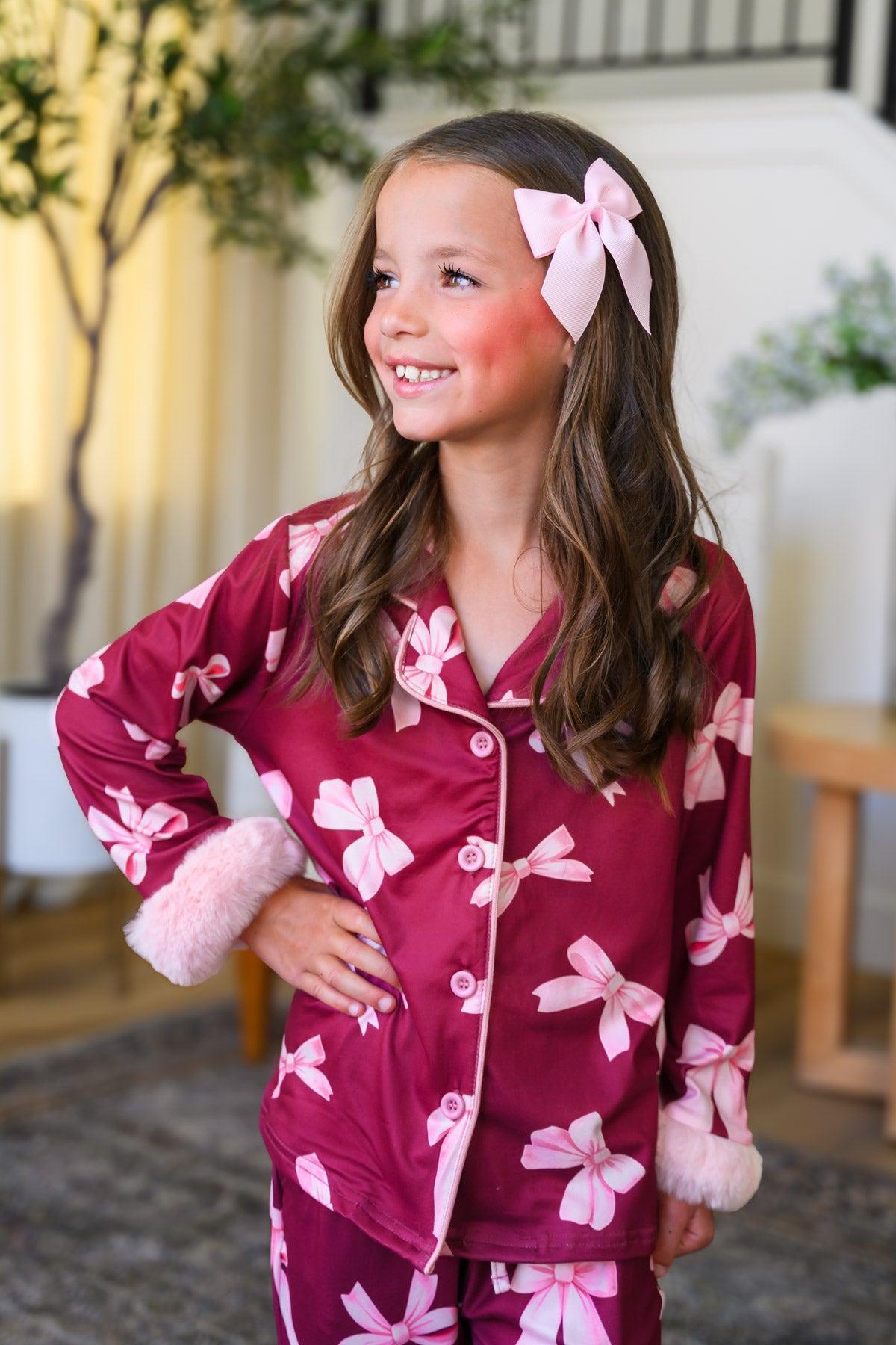 Mom & Me - Fuzzy Pink Bow Pajamas