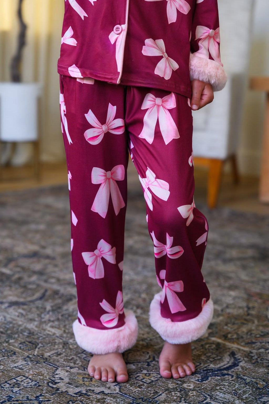 Mom & Me - Fuzzy Pink Bow Pajamas