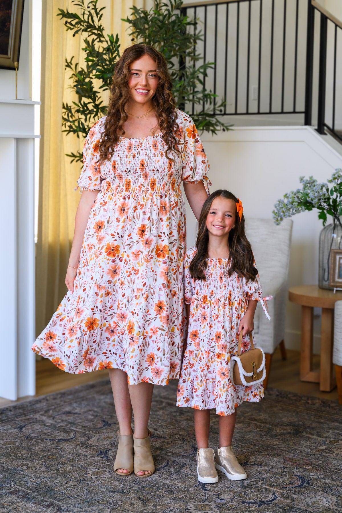 Mom & Me - Floral Fall Watercolor Dress