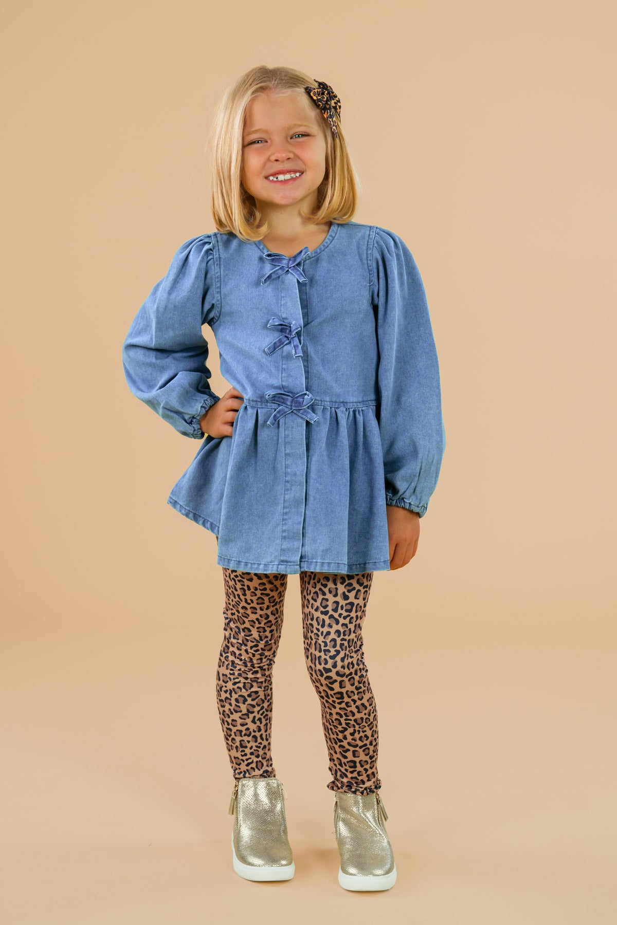 Faux Denim Cheetah Legging Set