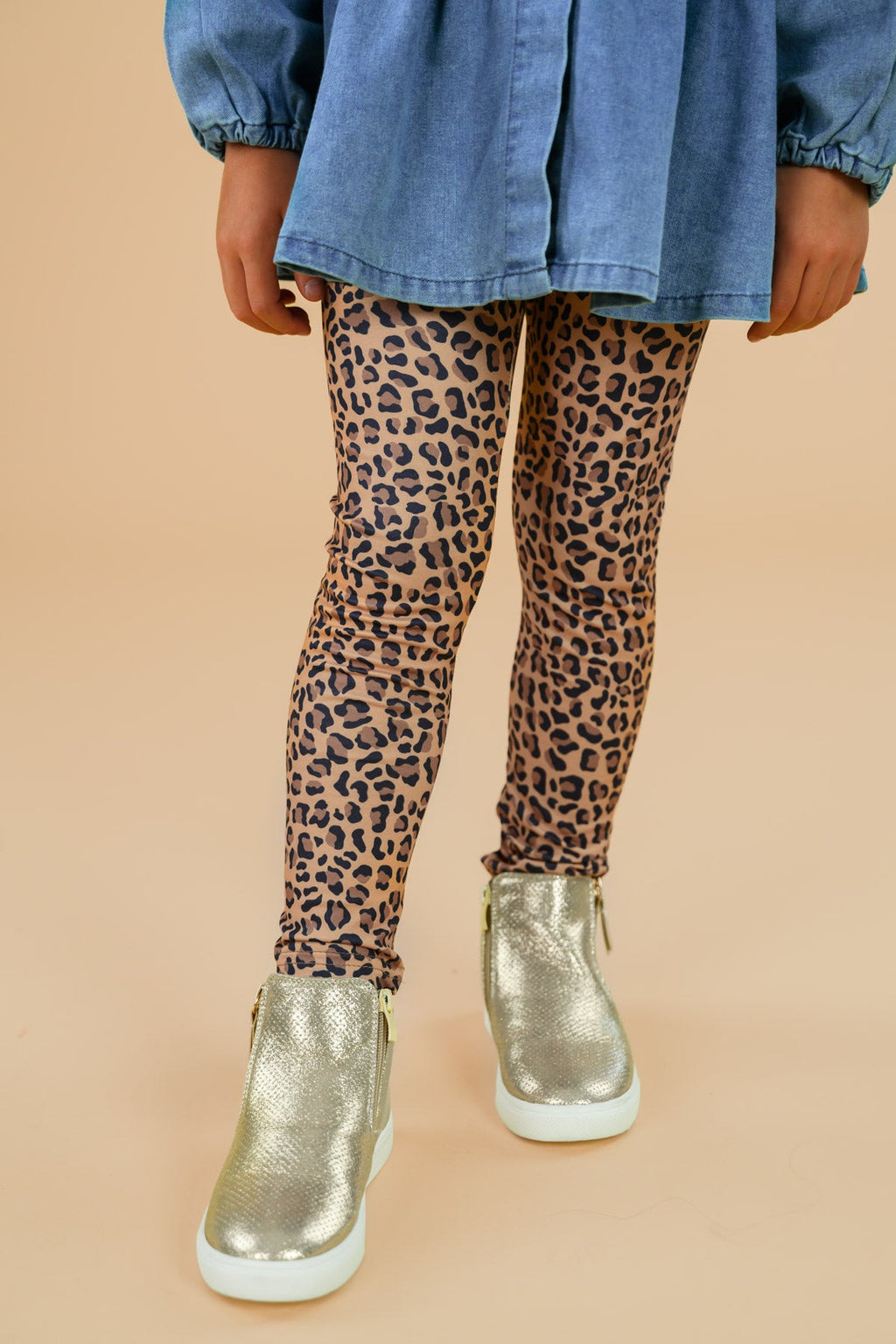 Faux Denim Cheetah Legging Set