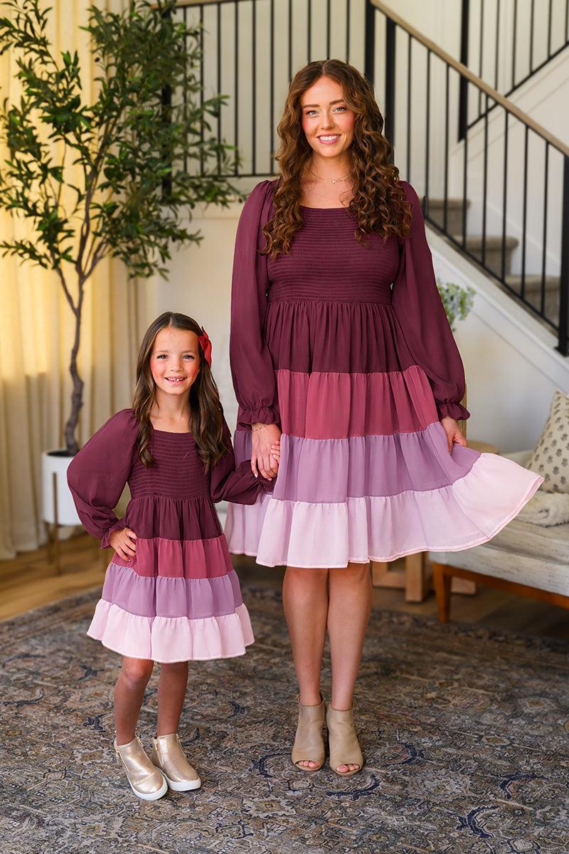 Mom & Me - Purple Ruffle Ombre Dress