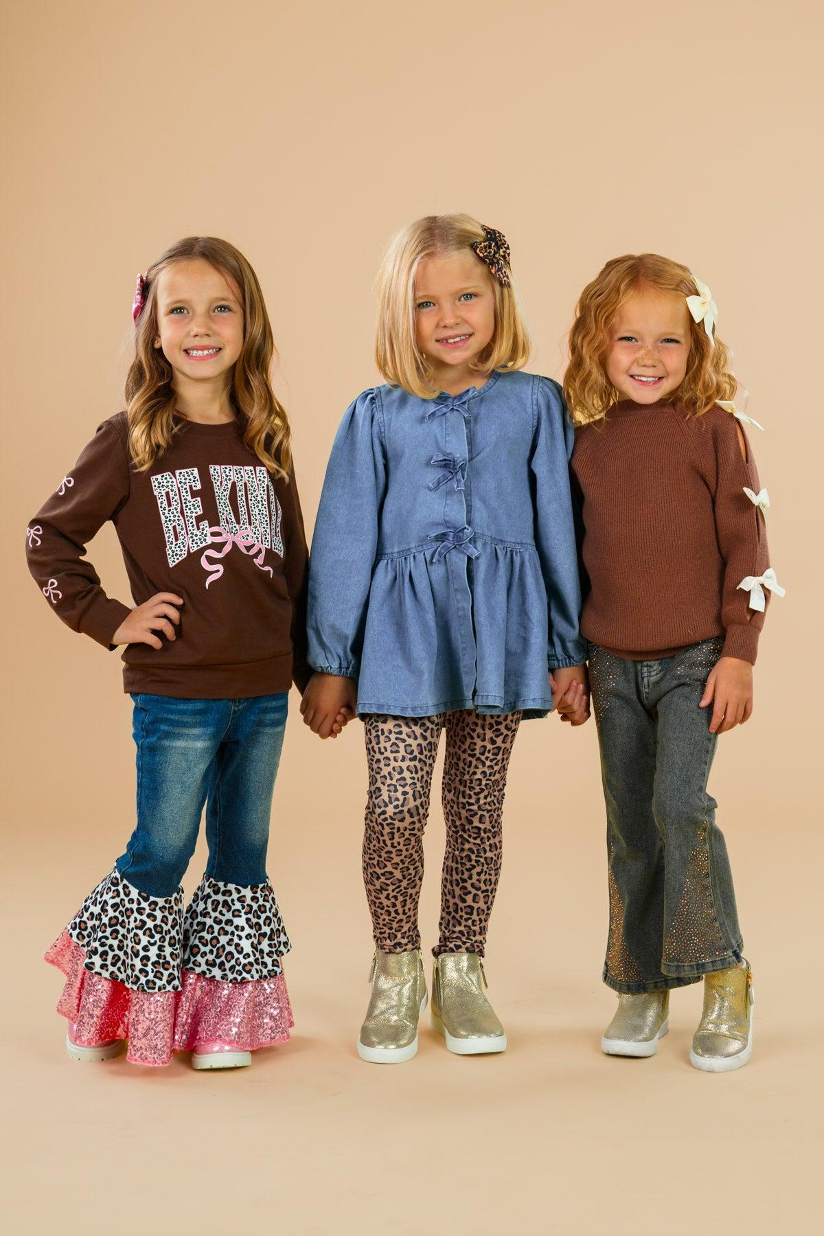 Faux Denim Cheetah Legging Set