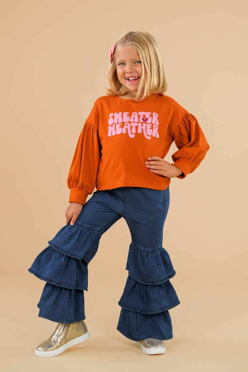"Sweater Weather" Denim Bell Bottom Set